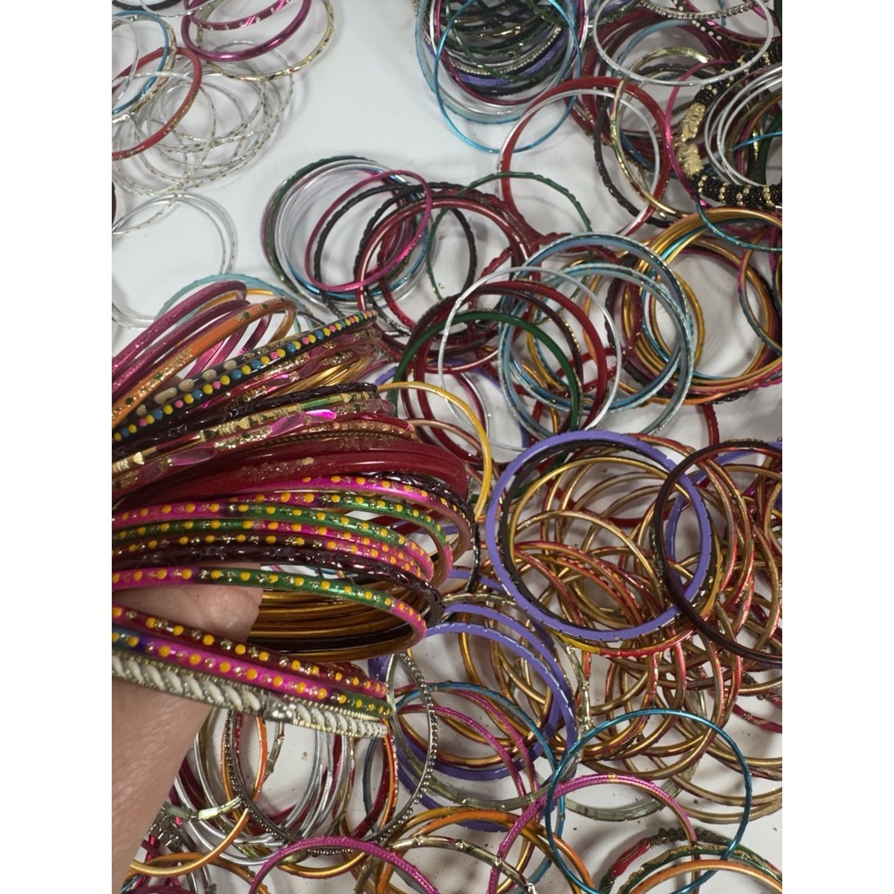 500pc Indian Bollywood Bangle Bracelet Lot Rhinestone Small 2.25-2.625" - Picture 13 of 15